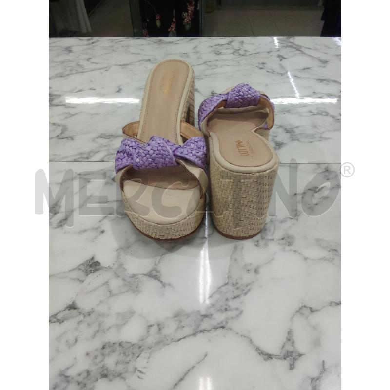 SANDALI DONNA CON TACCO BEIGE FASCIA VIOLA INTRECCIO LOTTINI | Mercatino dell'Usato Benevento 2