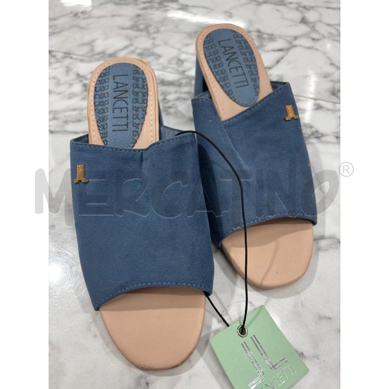SANDALI DONNA FASCIA LARGA BLU CON TACCO LANCETTI | Mercatino dell'Usato Benevento 3