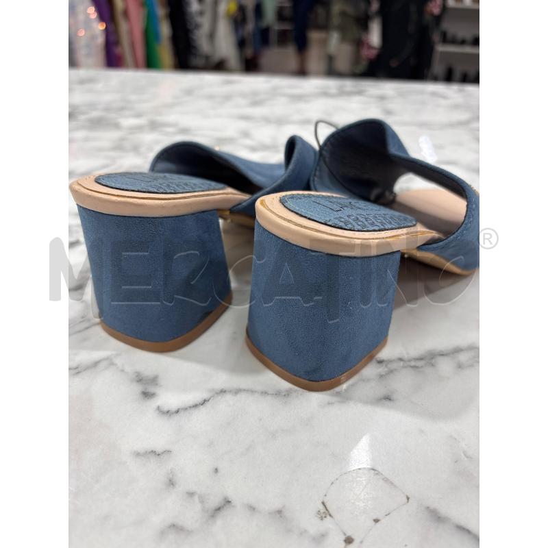 SANDALI DONNA FASCIA LARGA BLU CON TACCO LANCETTI | Mercatino dell'Usato Benevento 4