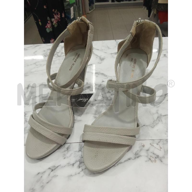 SANDALI DONNA GRIGIO PELLE TACCO INCROCIATE ARMANI JEANS | Mercatino dell'Usato Benevento 1