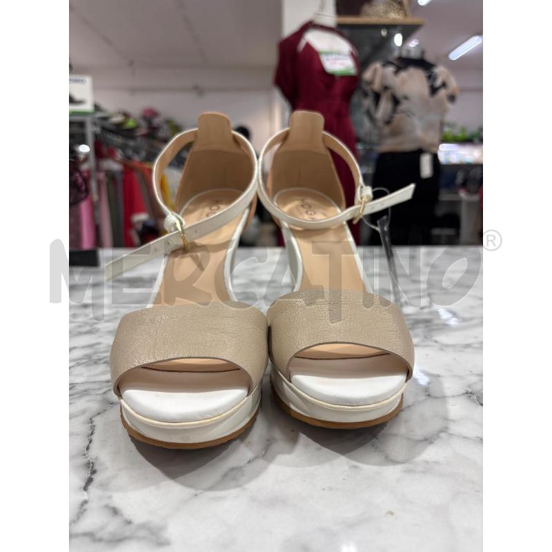 SANDALI DONNA HOGAN FASCIA BEIGE CON TACCO BIANCO | Mercatino dell'Usato Benevento 3