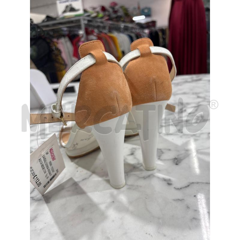 SANDALI DONNA HOGAN FASCIA BEIGE CON TACCO BIANCO | Mercatino dell'Usato Benevento 4