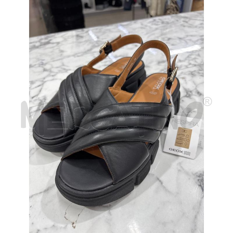 SANDALI DONNA NERO INCROCIO CON CINTURINO GEOX | Mercatino dell'Usato Benevento 1