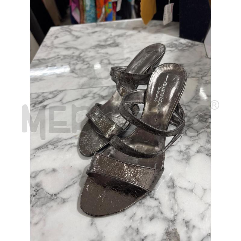 SANDALI DONNA TACCO ARGENTATI FASCIA METALLIZZATA FRANCA CONTI  | Mercatino dell'Usato Benevento 1
