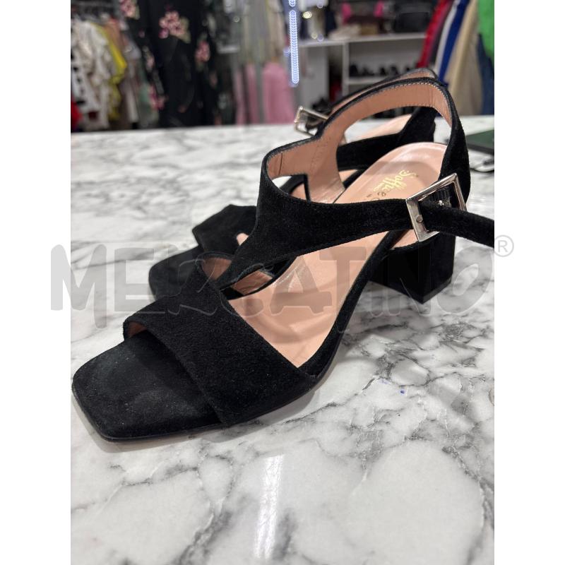 SANDALI DONNA TACCO NERO SCAMOSCIATO CINTURINO SOFFICE SOGNO | Mercatino dell'Usato Benevento 1