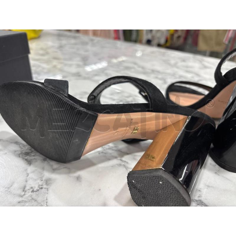 SANDALI DONNA TACCO N ERO INS DORATO ELISABETTA FRANCHI  | Mercatino dell'Usato Benevento 4