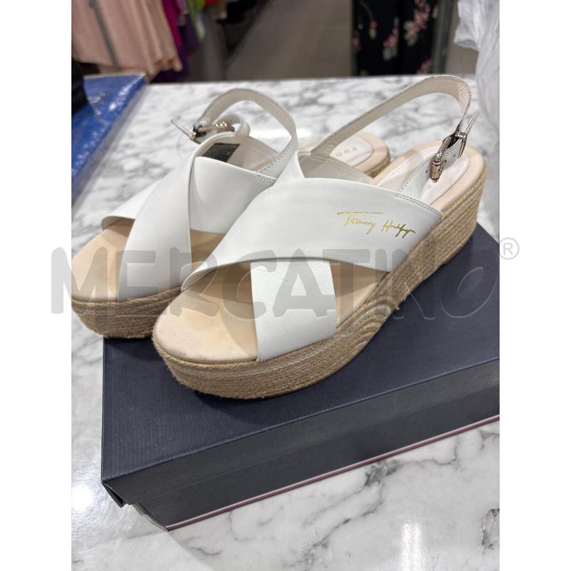 SANDALI DONNA TOMMY HILFIGER BIANCO PARA PAGLIA | Mercatino dell'Usato Benevento 1