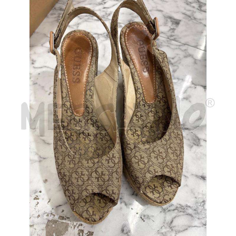 SANDALI DONNA ZEPPA GUESS MARRONE CON LOGHI  | Mercatino dell'Usato Benevento 3