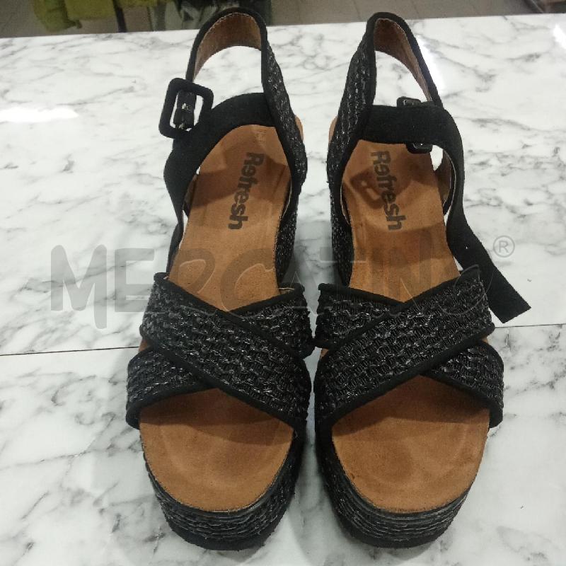 SANDALI DONNA ZEPPA IMPAGLIATA REFRESH NERO INCROCIO  | Mercatino dell'Usato Benevento 1
