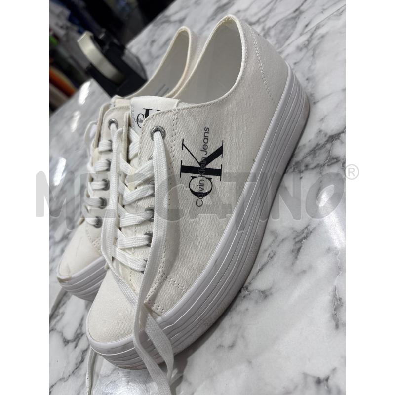 SCARPE DONNA CALVIN KLEIN JEANS BIANCO TELA CON PARA  | Mercatino dell'Usato Benevento 1