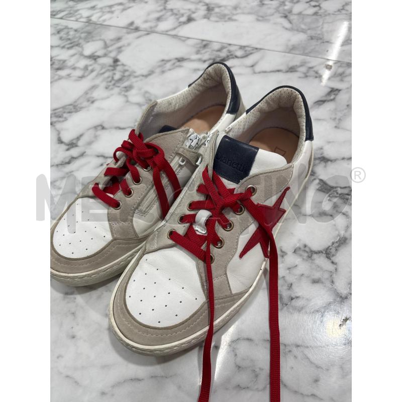 SCARPE DONNA DIANETTI BIANCO STELLA ROSSA INS BEIGE BLU CON LACCI ROSSI VERO CUOIO  | Mercatino dell'Usato Benevento 1