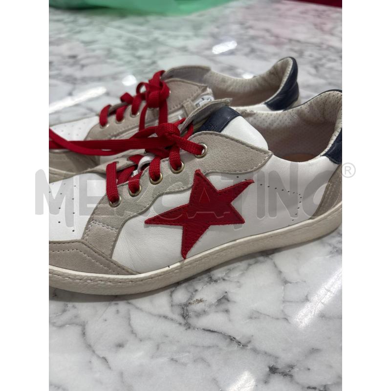 SCARPE DONNA DIANETTI BIANCO STELLA ROSSA INS BEIGE BLU CON LACCI ROSSI VERO CUOIO  | Mercatino dell'Usato Benevento 3