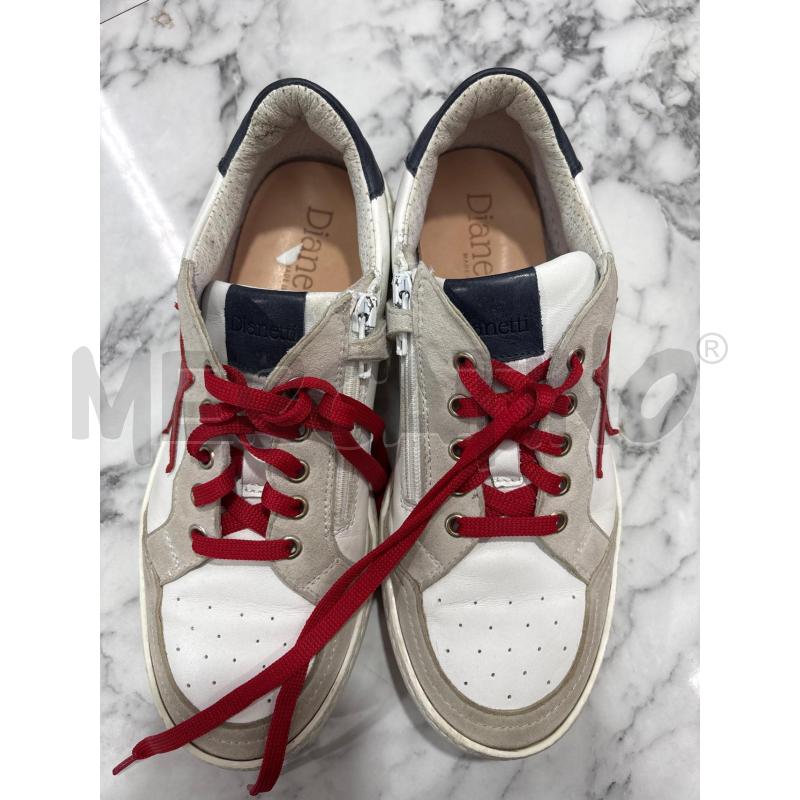 SCARPE DONNA DIANETTI BIANCO STELLA ROSSA INS BEIGE BLU CON LACCI ROSSI VERO CUOIO  | Mercatino dell'Usato Benevento 4