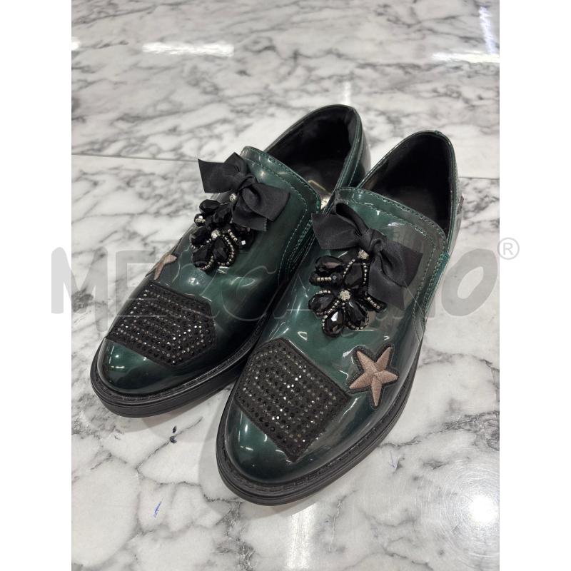 SCARPE DONNA VERDE SCURO 06 MILANO CON FIOCCO NERO CON PENDENTE | Mercatino dell'Usato Benevento 1