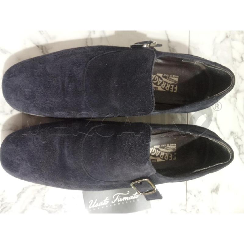 SCARPE UOMO SCAMOSCIATE BLU FIB. SALVATORE FERRAGAMO  | Mercatino dell'Usato Benevento 1