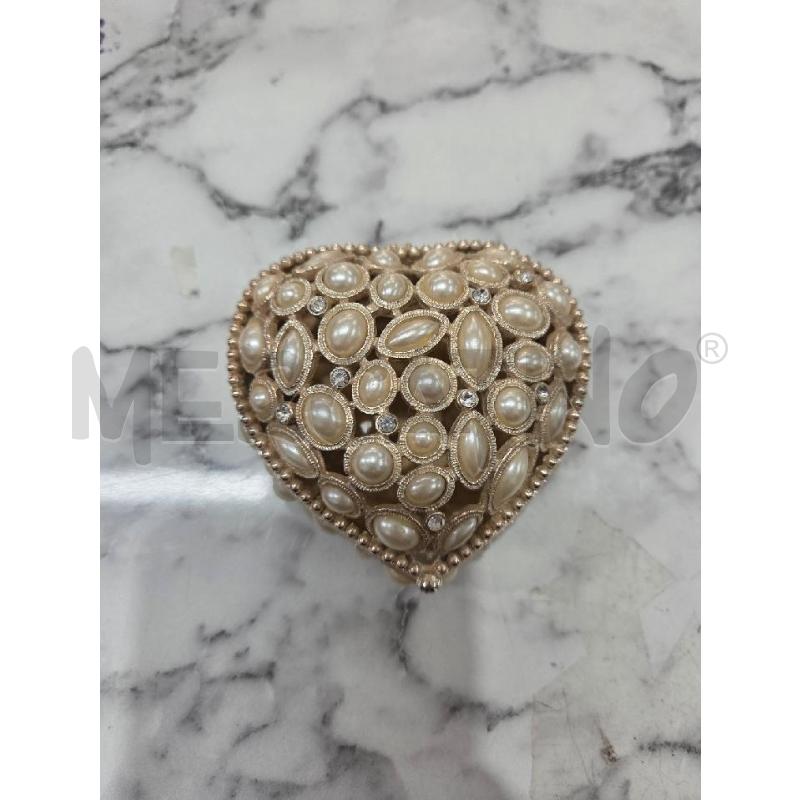 SCATOLINA METALLO CUORE PERLINE BIANCHE  | Mercatino dell'Usato Benevento 1