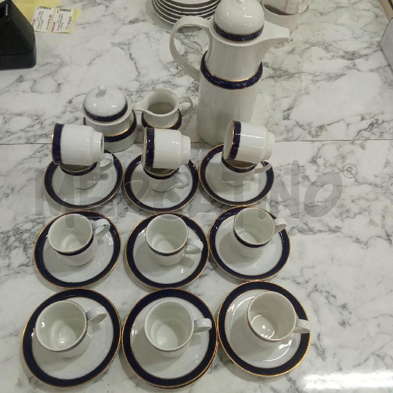 SERVIZIO TAZZINE PORCELLANA BIANCA INS BORDO BLU | Mercatino dell'Usato Benevento 1