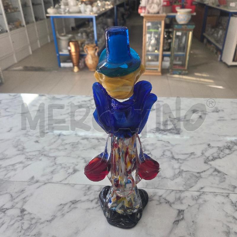 SOPRAMMOBILE CLOWN VETRO MURANO CHE SUONA FISARMONICA 32CM | Mercatino dell'Usato Benevento 2