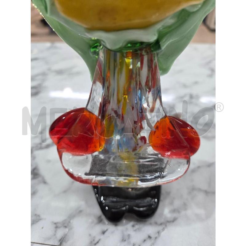 SOPRAMMOBILE PAGLIACCIO VETRO MURANO 22 CM FIOCCO VERDE | Mercatino dell'Usato Benevento 3