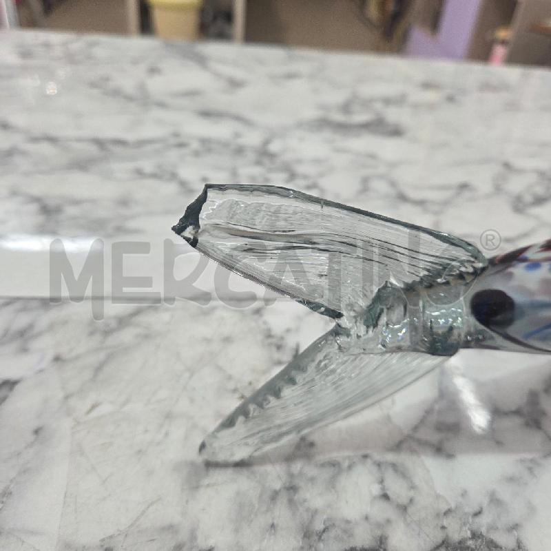 SOPRAMMOBILE PESCE VETRO COLORATO BLU MARRONE 60CM DIFETTO CODA | Mercatino dell'Usato Benevento 3