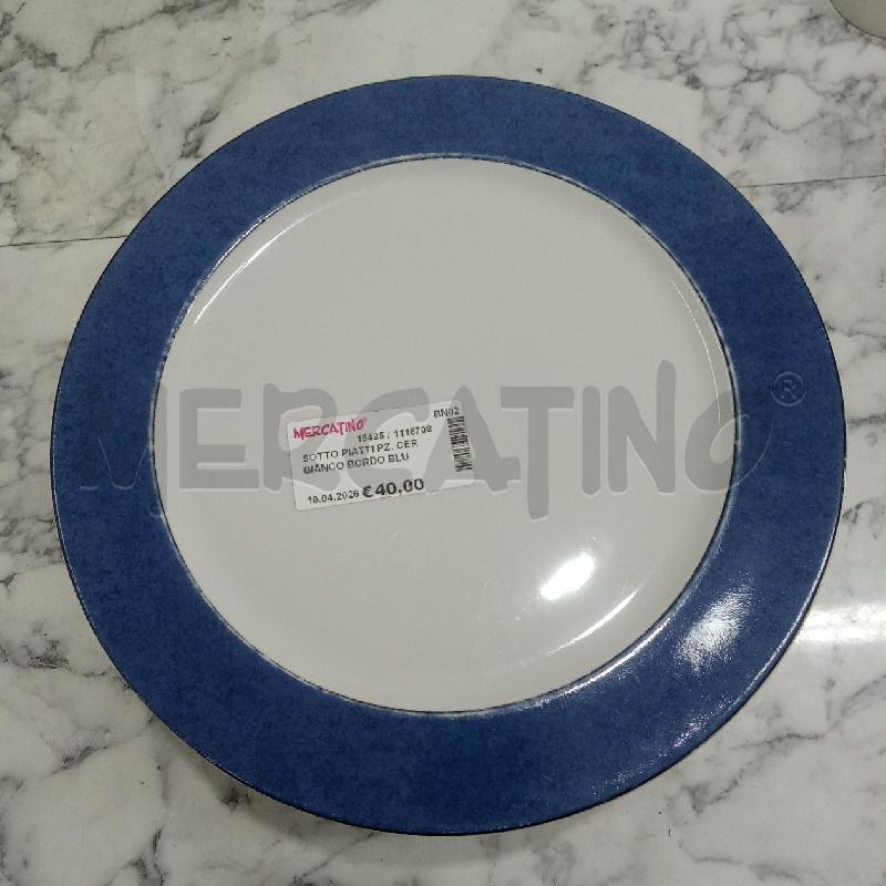 SOTTO PIATTI PZ. CER BIANCO BORDO BLU SATURNIA | Mercatino dell'Usato Benevento 1