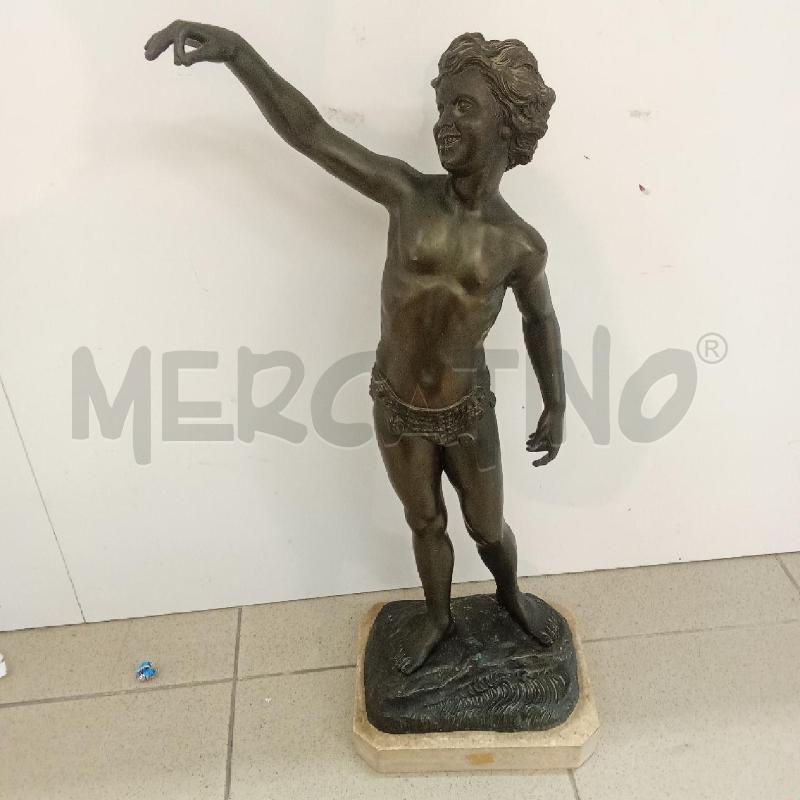 STATUA PESCATORE BRONZATA 60 CM BASE MARMO | Mercatino dell'Usato Benevento 1