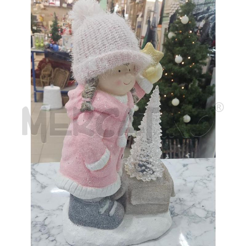 STATUINA BAMBINA ROSA CON ALBERELLO NATALIZIO | Mercatino dell'Usato Benevento 1