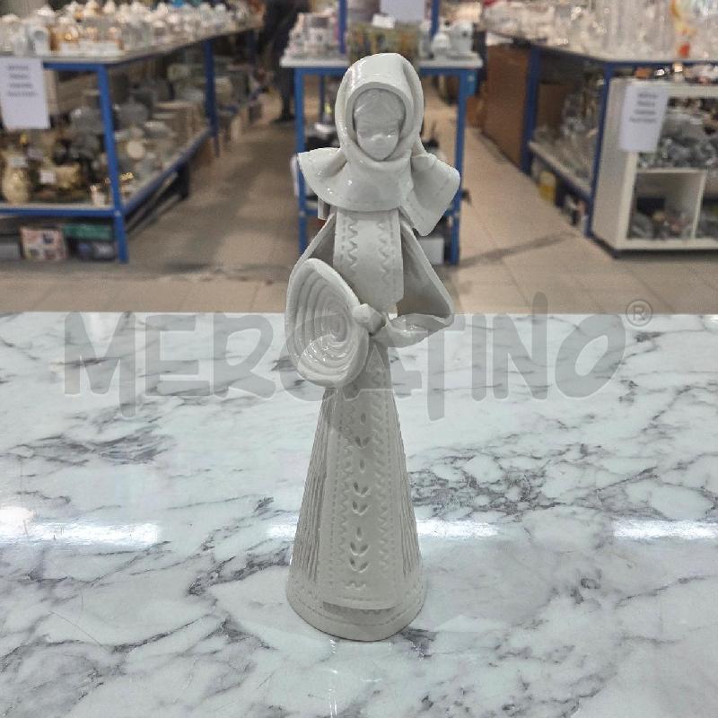 STATUINA CRETA BIANCA DONNA CON CESTINO G.SIRENA | Mercatino dell'Usato Benevento 1