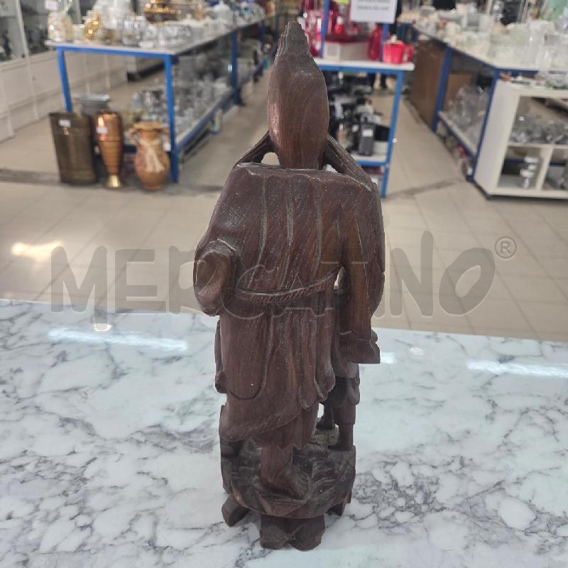 STATUINA LEGNO MARRONE VECCHIETTO CON FIGLIO | Mercatino dell'Usato Benevento 4
