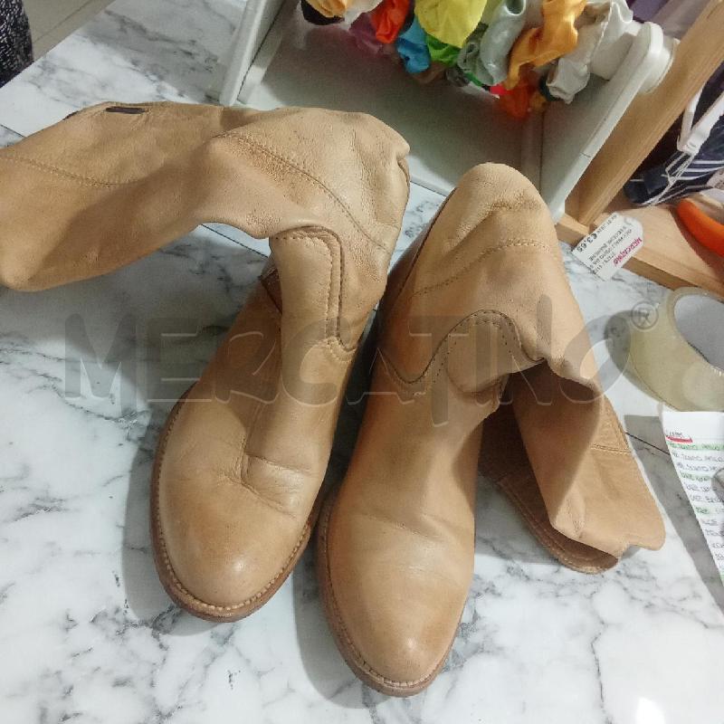 STIVALETTI DONNA PELLE BEIGE TACCHETTO  | Mercatino dell'Usato Benevento 1