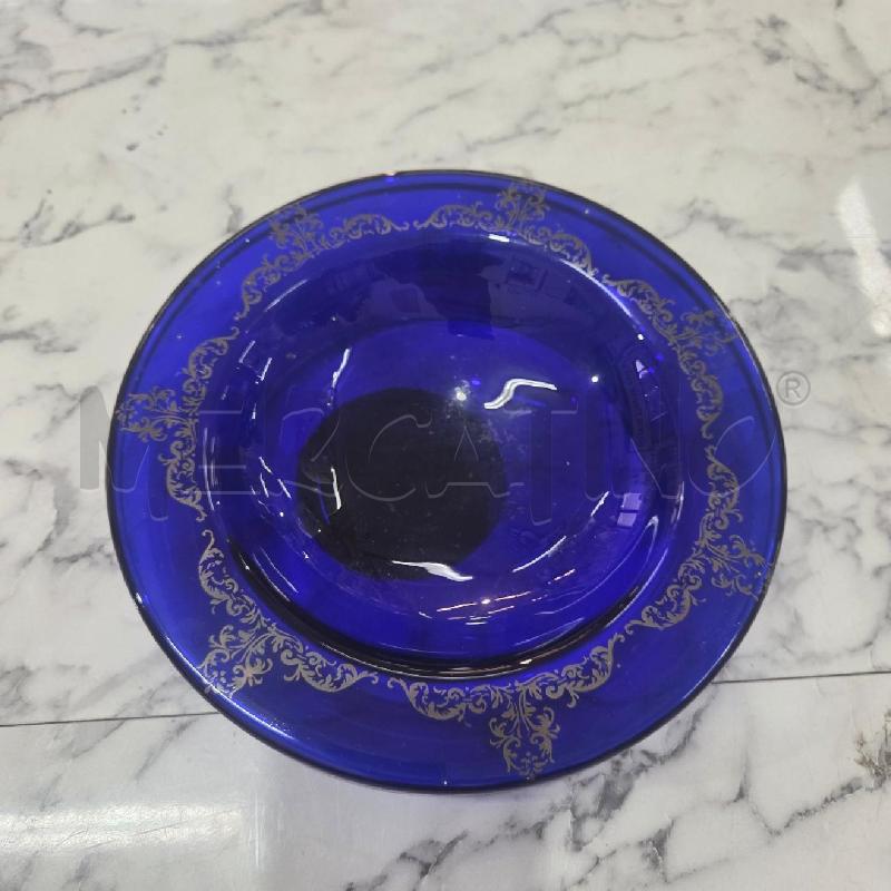 SVUOTA TASCHE VETRO BLU TONDO FIORI ARGENTATI | Mercatino dell'Usato Benevento 1