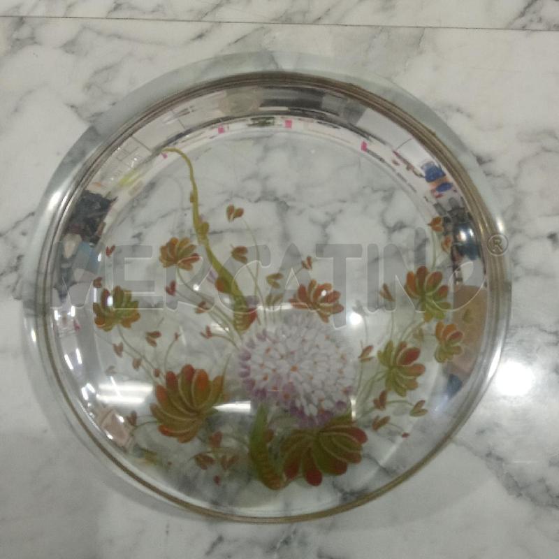 SVUOTA TASCHE VETRO TONDO BORDO DORATO FIORI MARRONI | Mercatino dell'Usato Benevento 2