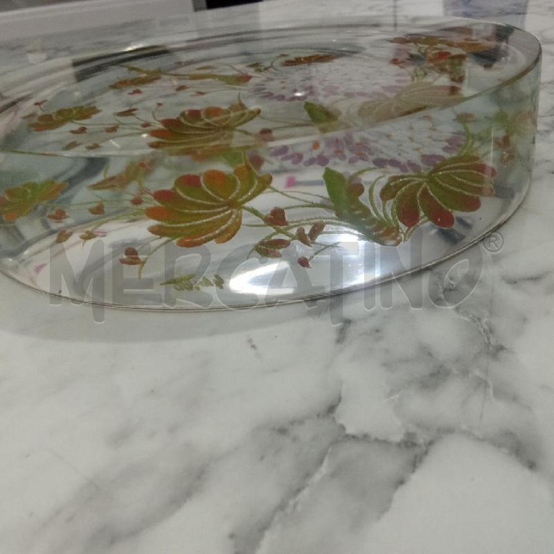 SVUOTA TASCHE VETRO TONDO BORDO DORATO FIORI MARRONI | Mercatino dell'Usato Benevento 3