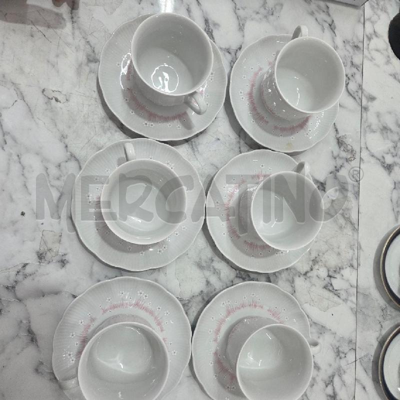 TAZZA CER BIANCA FIORI ROSA BAVARIA | Mercatino dell'Usato Benevento 1