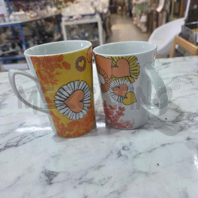 TAZZA COPPIA CER FIORI GIALLI ARANCIONE ANDREA FONTEBASSO | Mercatino dell'Usato Benevento 1