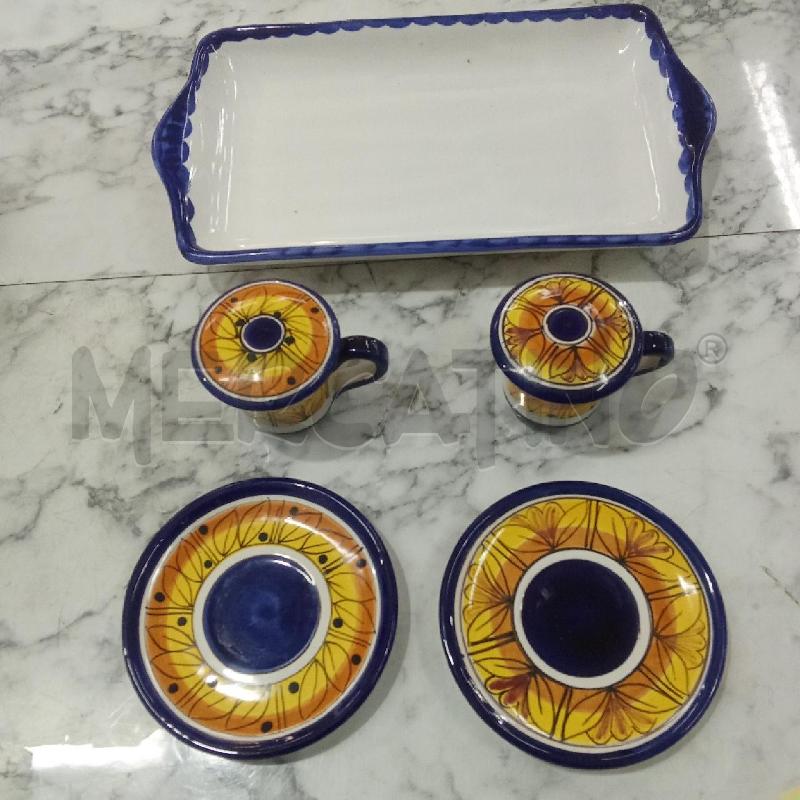 TETE A TETE TERRACOTTA GIALLO BLU VASSOIETTO | Mercatino dell'Usato Benevento 3