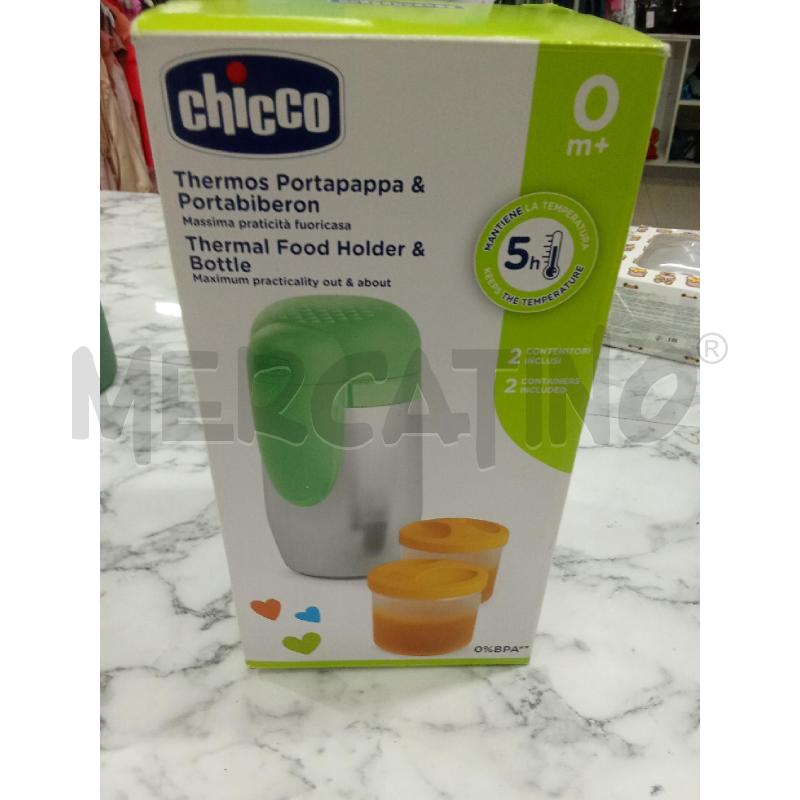 THERMOS GRIGIO E VERDE CHICCO PORTAPAPPA E BIBERON | Mercatino dell'Usato Benevento 1