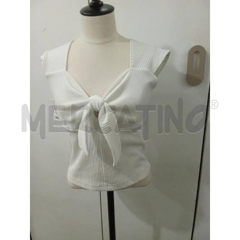 TOP BIANCO RIGATO GUESS NODO PETTO | Mercatino dell'Usato Benevento 1