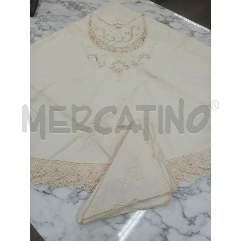 TOVAGLIA BEIGE OVALE INS RICAMI+ 6 TOVAGLIOLI  | Mercatino dell'Usato Benevento 1