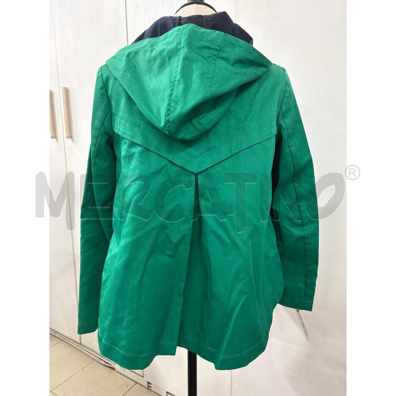 TRENCH DONNA VERDE CON ZIP CAPPUCCIO INTERNO BLU BENETTON  | Mercatino dell'Usato Benevento 2
