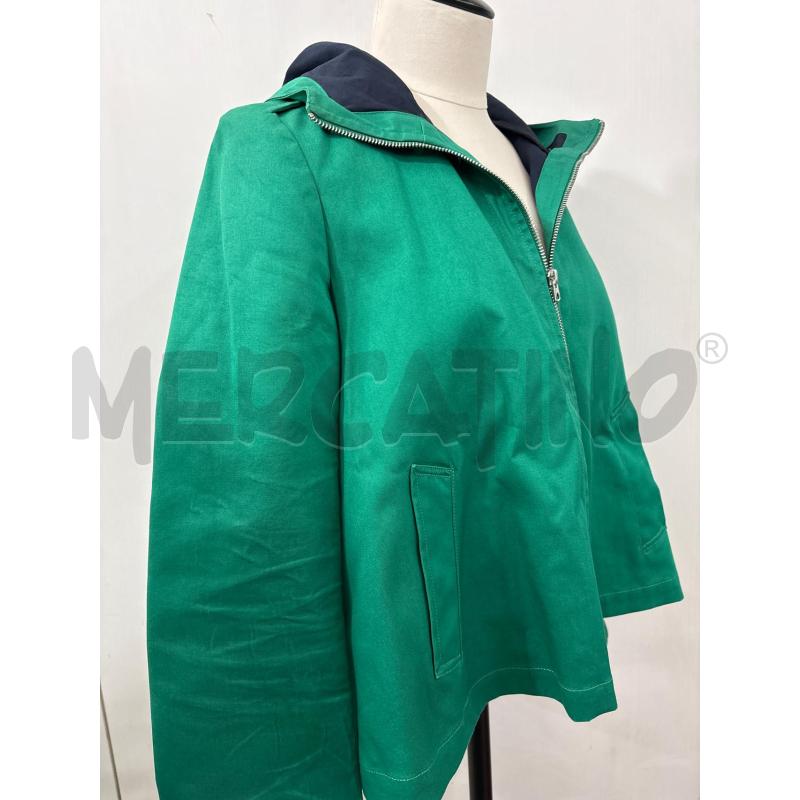 TRENCH DONNA VERDE CON ZIP CAPPUCCIO INTERNO BLU BENETTON  | Mercatino dell'Usato Benevento 3