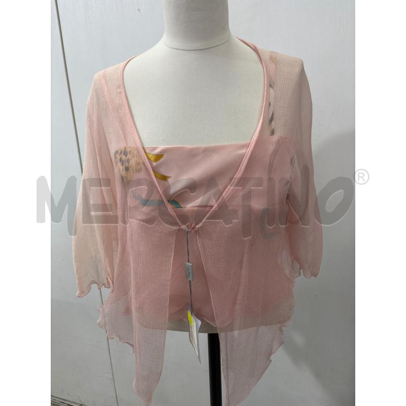 TWIN SET ROSA TOP+COPRI SPALLA VELATO SETA | Mercatino dell'Usato Benevento 1