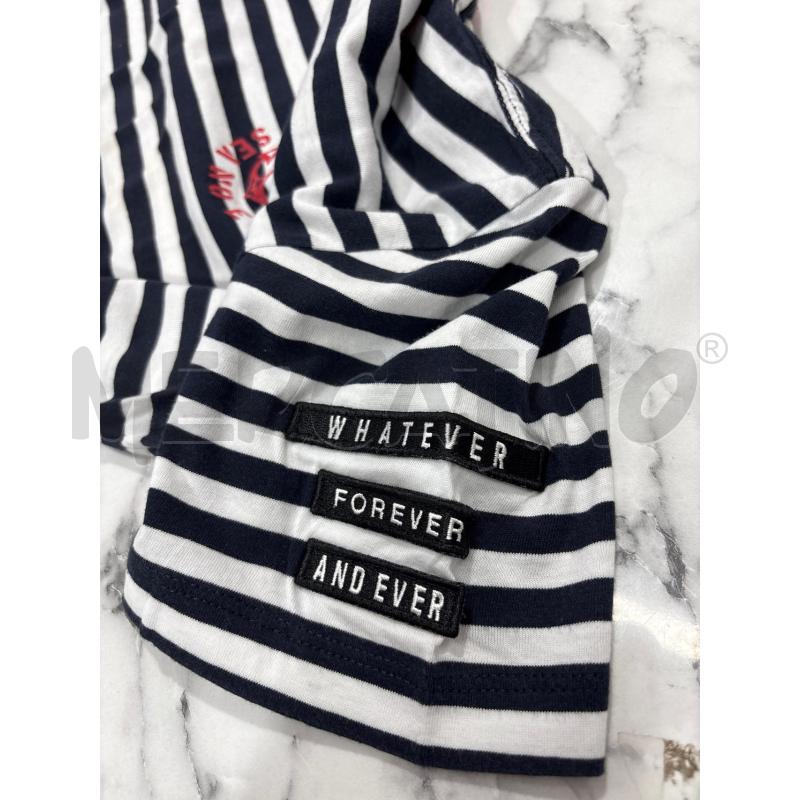 T SHIRT BAMBINO DIESEL RIGHE BIANCO NERO BORDO COLLETTO ROSSO SCRITTA ROSA SUL PETTO | Mercatino dell'Usato Benevento 5