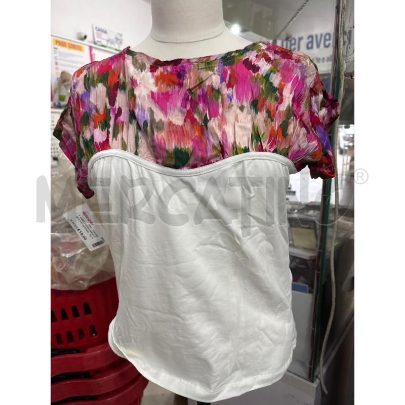 T SHIRT DONNA BIANCO MOTIVI FANTASIA FUCSIA SOPRA  | Mercatino dell'Usato Benevento 1