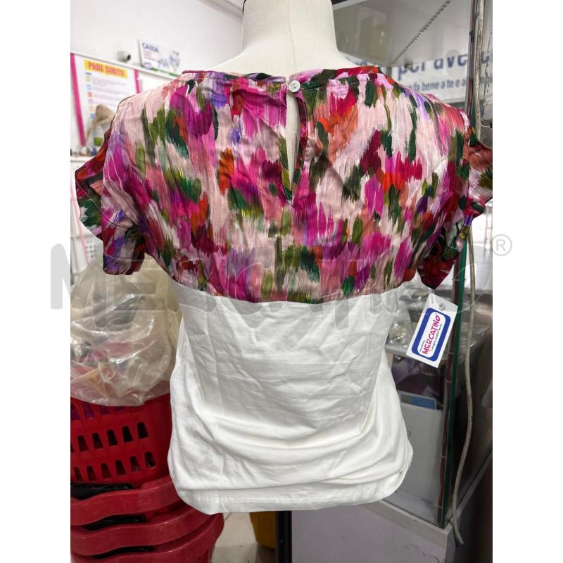 T SHIRT DONNA BIANCO MOTIVI FANTASIA FUCSIA SOPRA  | Mercatino dell'Usato Benevento 2