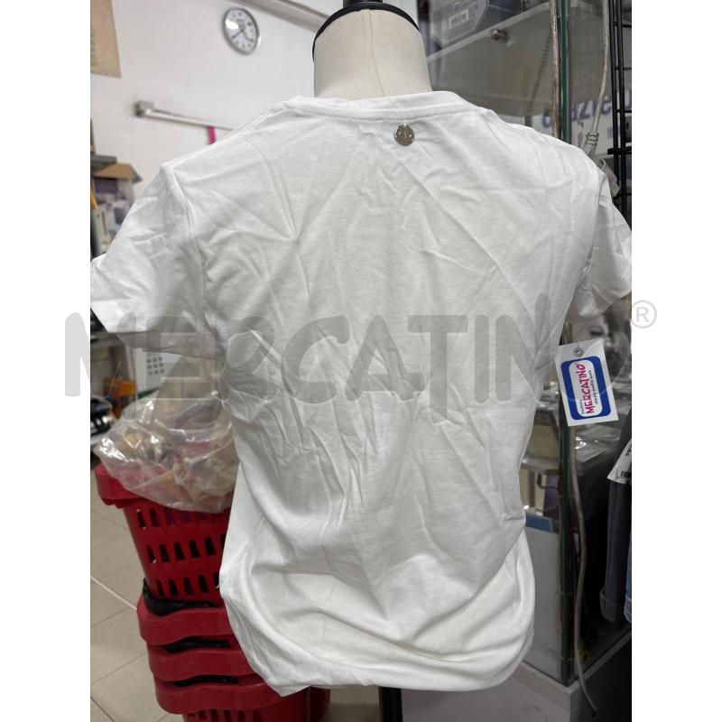 T SHIRT DONNA BIANCO SCRITTA LOVED STRASS MOTIVI SCOLLO V  | Mercatino dell'Usato Benevento 2