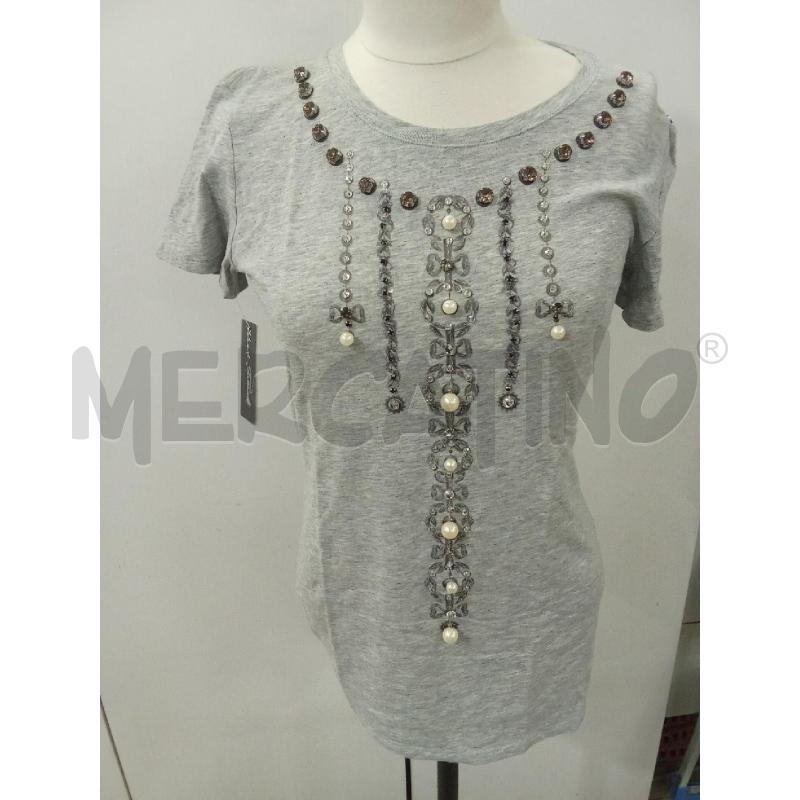 T SHIRT DONNA GRIGIA CON PERLINE E STRASS | Mercatino dell'Usato Benevento 1