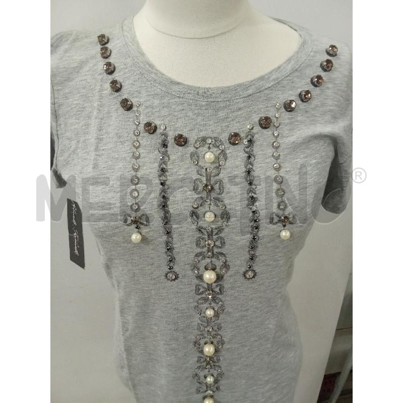 T SHIRT DONNA GRIGIA CON PERLINE E STRASS | Mercatino dell'Usato Benevento 2