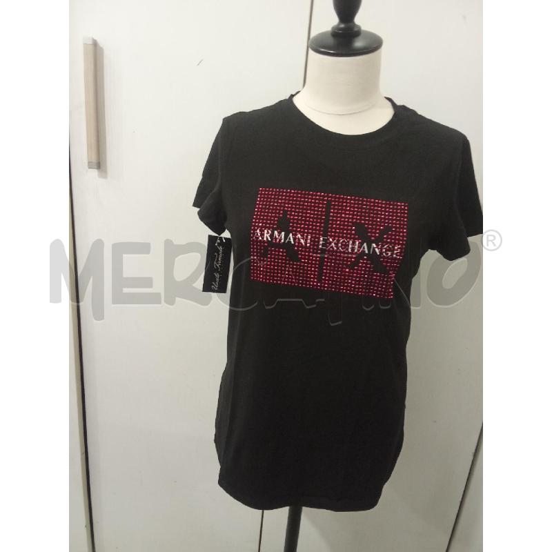 T SHIRT DONNA NERA ARMANI EXCHANGE STRASS ROSA | Mercatino dell'Usato Benevento 1
