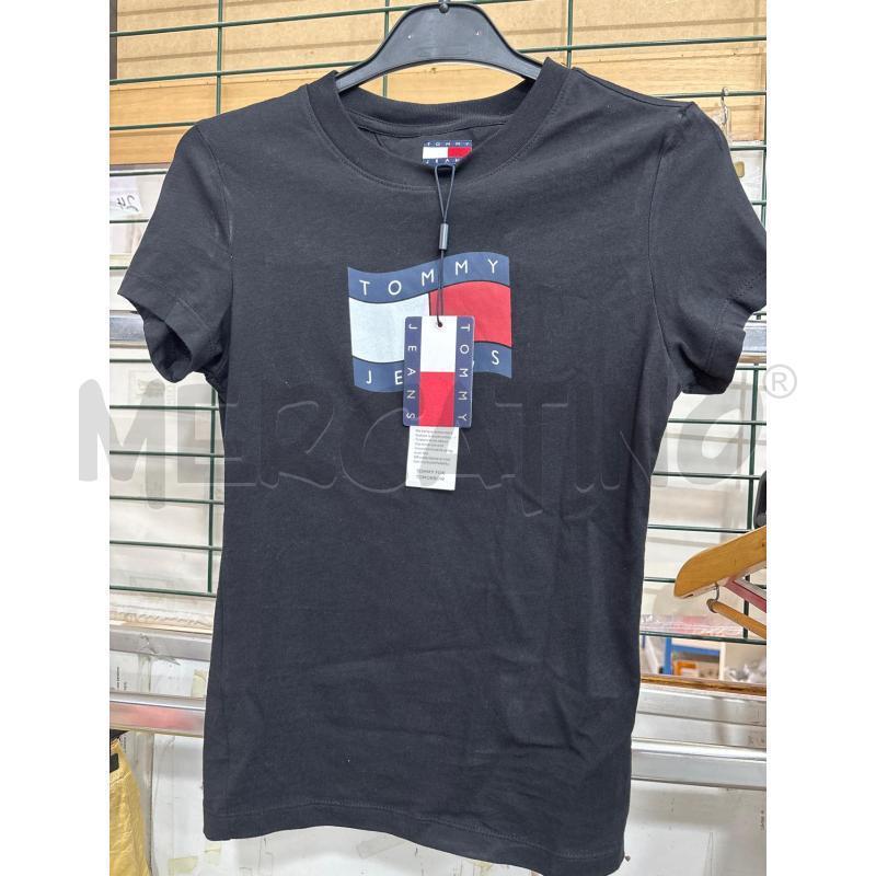 T SHIRT DONNA NERA TOMMY HILFIGER STAMPA BANDIERA | Mercatino dell'Usato Benevento 1